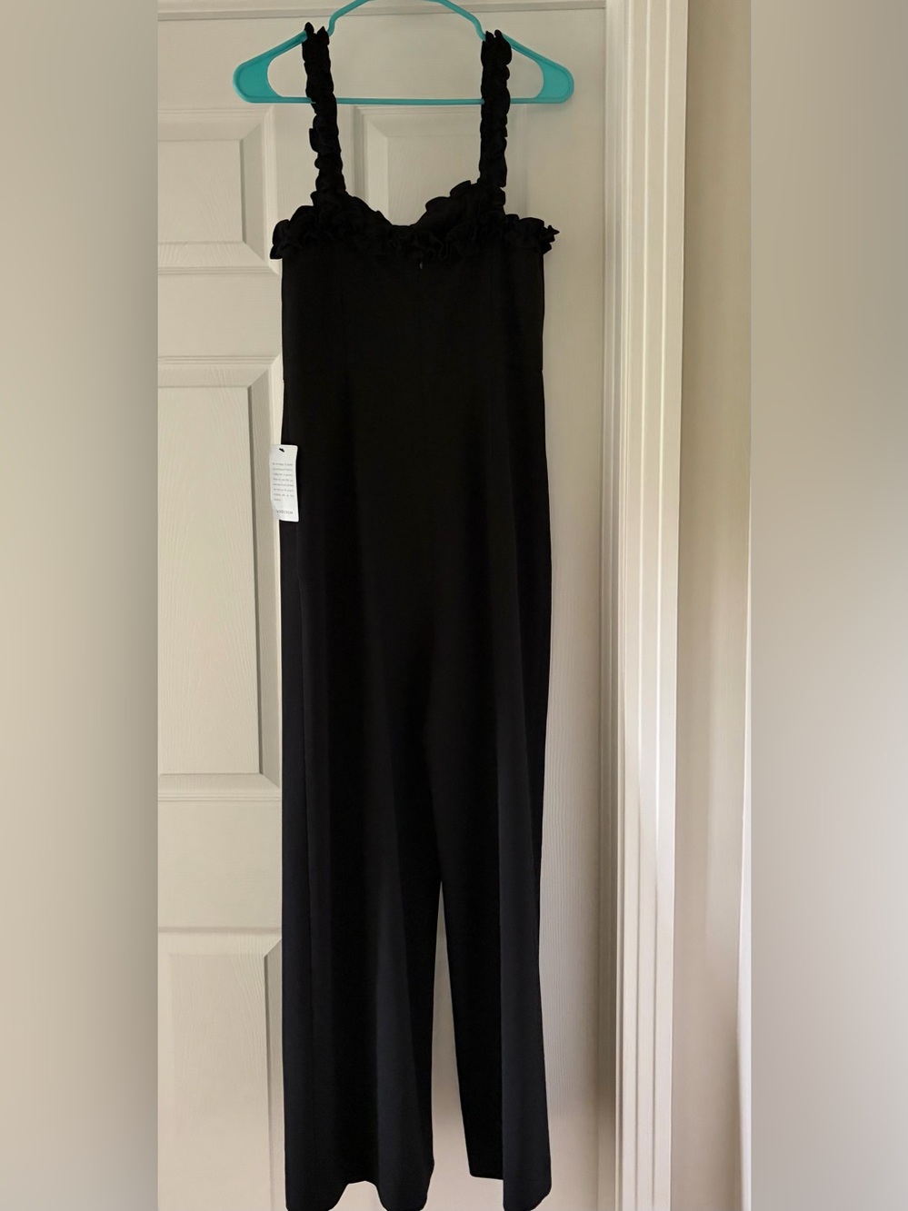 Chelsea 28 Black Women's Wide-Leg Jumpsuit with Ruched Straps - Picture 2 of 4